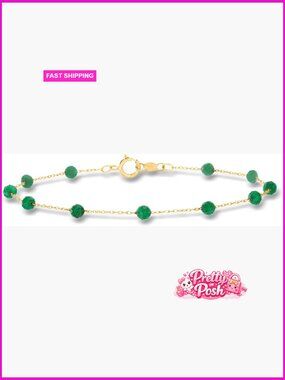 1.60 ct t.w. Emerald Bead Station Bracelet in 14kt Yellow Gold